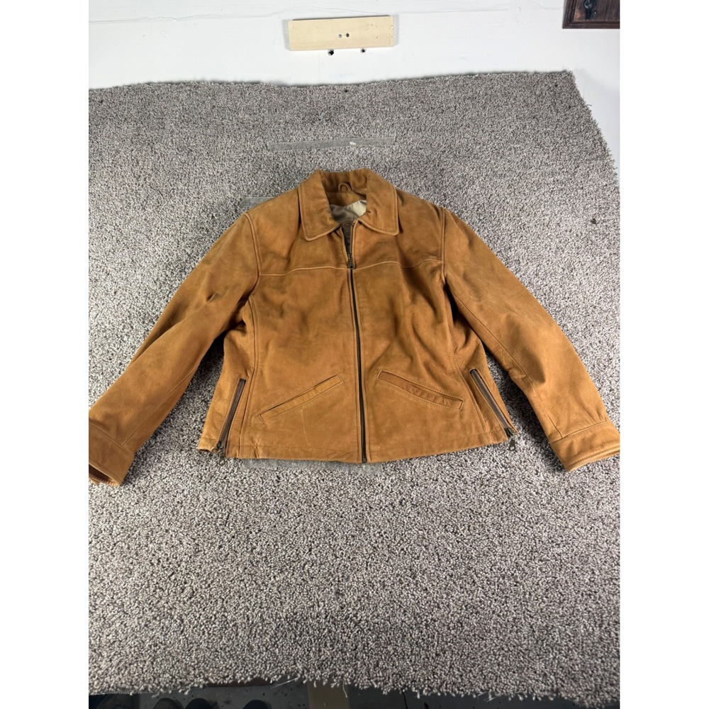 Georgetown Leather Design Womens Tan Suede Full Zip Jacket Medium RN 69026
